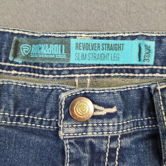 Rock & Roll Jeans Men's 33x32 Fits 33x30 Blue Revolver Straight - Picture 9 of 12